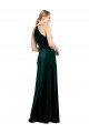 Long Jewel Neck Full Length Velvet Prom Dress with Side Slit