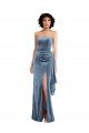 Strapless Velvet Maxi Prom Dress with Draped Skirt