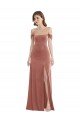 Off the Shoulder Flounce Sleeve Velvet Maxi Prom Dress & Pockets