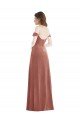 Off the Shoulder Flounce Sleeve Velvet Maxi Prom Dress & Pockets