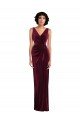 Draped Skirt Faux Wrap Velvet Maxi Prom Dress