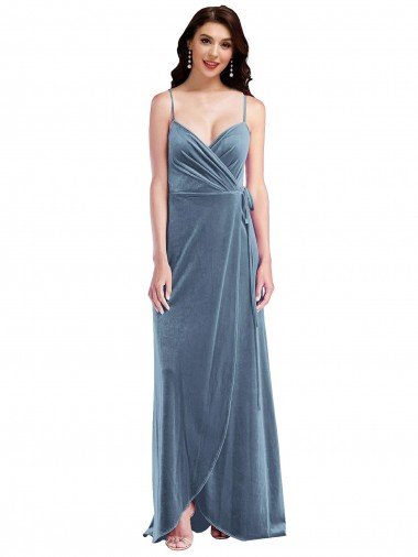 Velvet Wrap Maxi Prom Dress with Pockets Canada