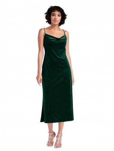 Midi Length Cowl Neck Velvet Short Slip Cocktail Prom Dress / Homecoming Dress Canada