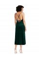 Midi Length Cowl Neck Velvet Short Slip Cocktail Prom Dress / Homecoming Dress