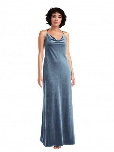 Cowl Neck Velvet Maxi Slip Prom Dress Canada