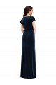 Flutter Sleeve Wrap Bodice Velvet Maxi Prom Dress with Pockets