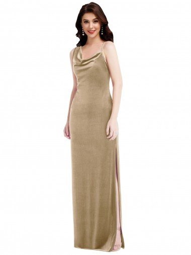 Asymmetrical One Shoulder Velvet Maxi Slip Prom Dress Canada