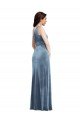 One Shoulder Draped Velvet Maxi Prom Dress