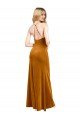 Halter Neckline Long Full Length Velvet Prom Dress with Strappy Back