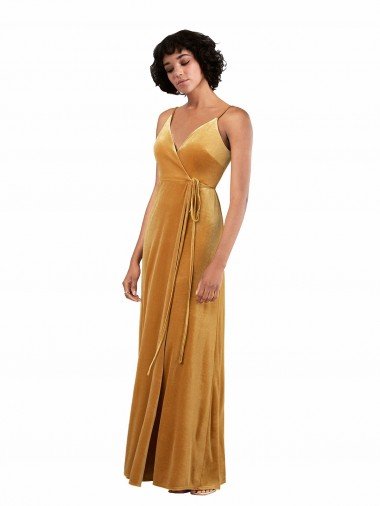 Romantic Velvet Floor Length Prom Dress with Wrap Detail Canada