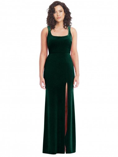 Square Neck Long Velvet Maxi Prom Dress Canada