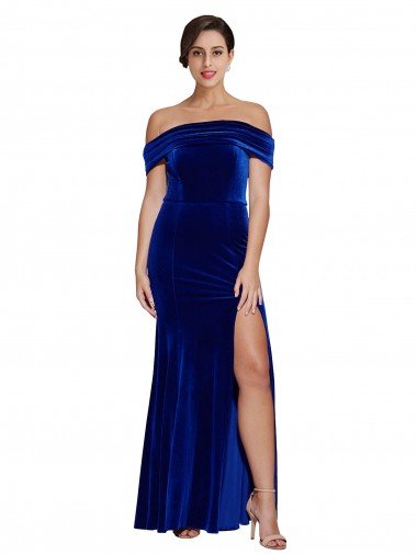 Full Length Long Velvet Prom Dress with Side Split Canada