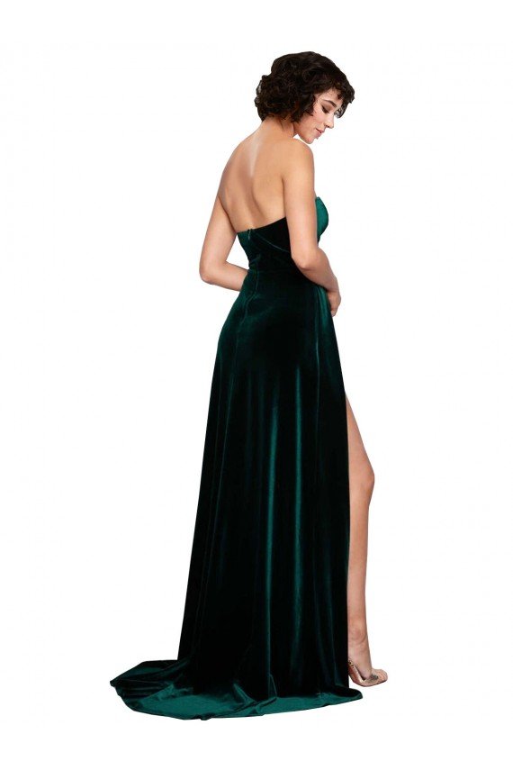 Sweetheart Fluid Velvet Prom Dress with High Split